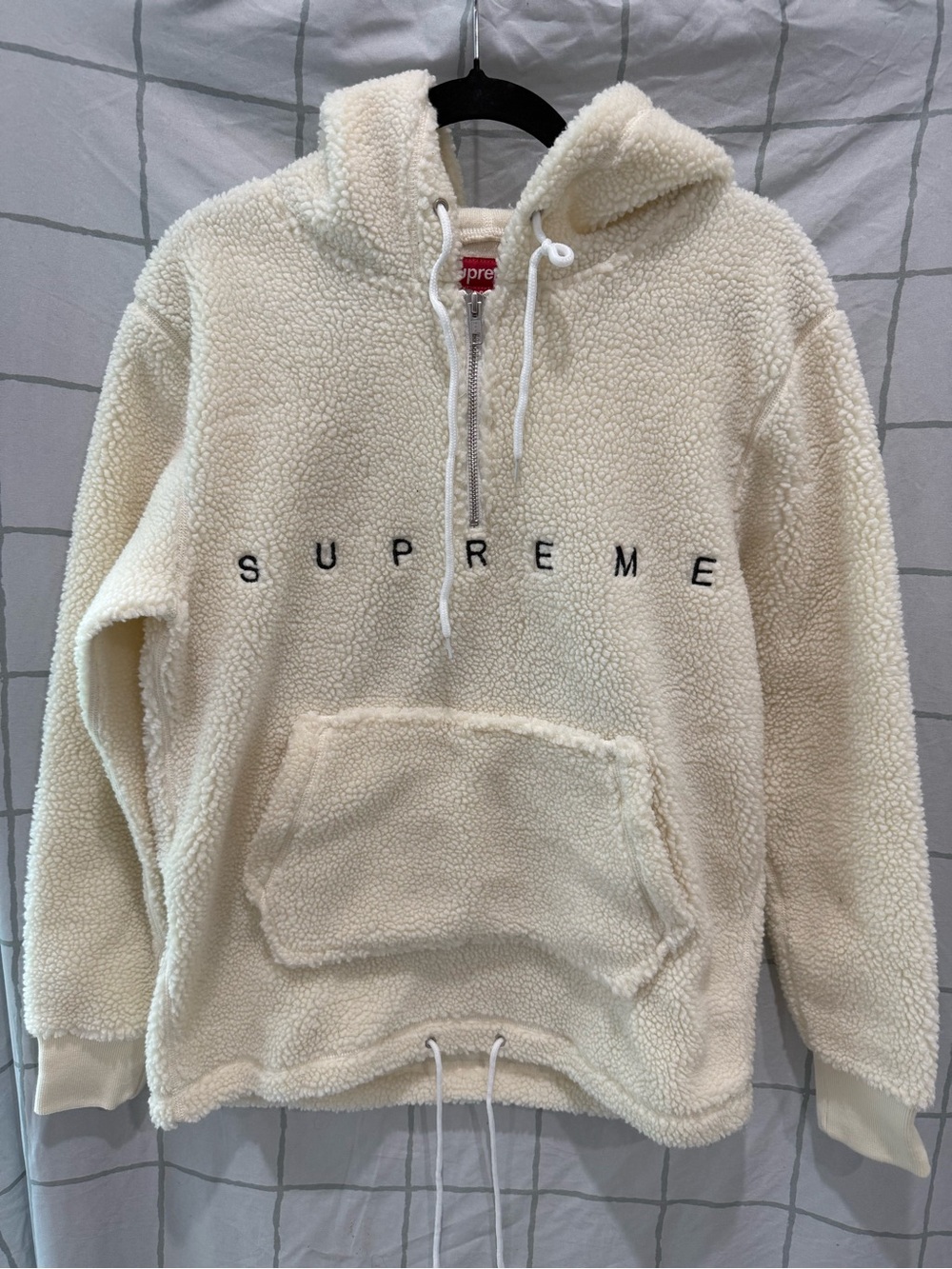 Supreme Cream Sherpa Zip-Up Hoodie